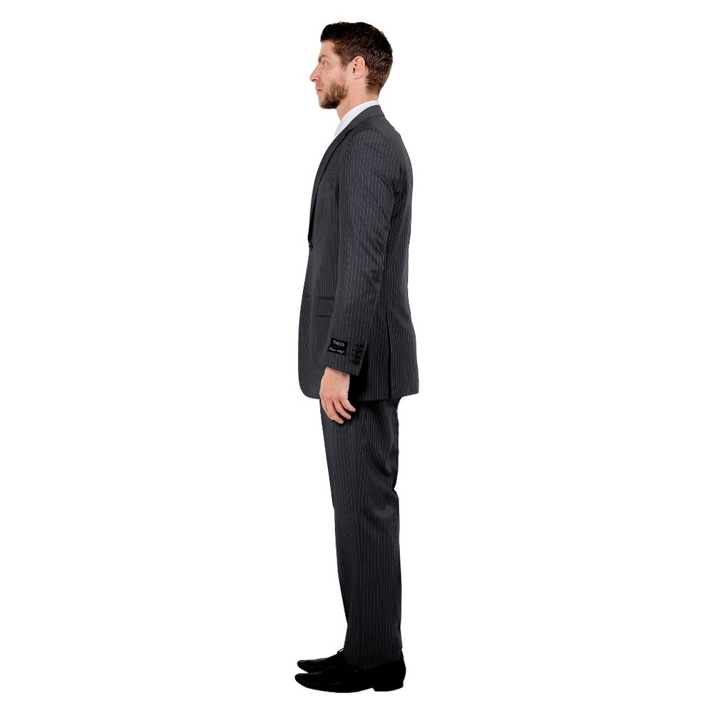 Classic Fit Pinstriped Men's 3-Piece Suit by Demantie, Black - Picture 4 of 7